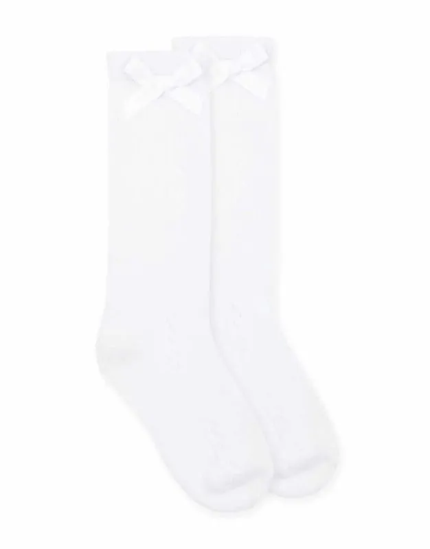 Jefferies Socks Pointelle Bow Knee High Socks
