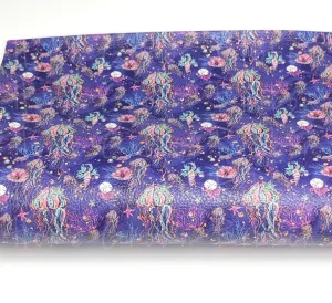 Jellyfish on Blue Faux Leather Sheet USDR