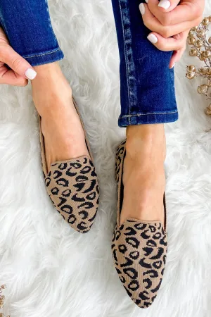 JellyPop Marrianne Flats- Leopard Knitted