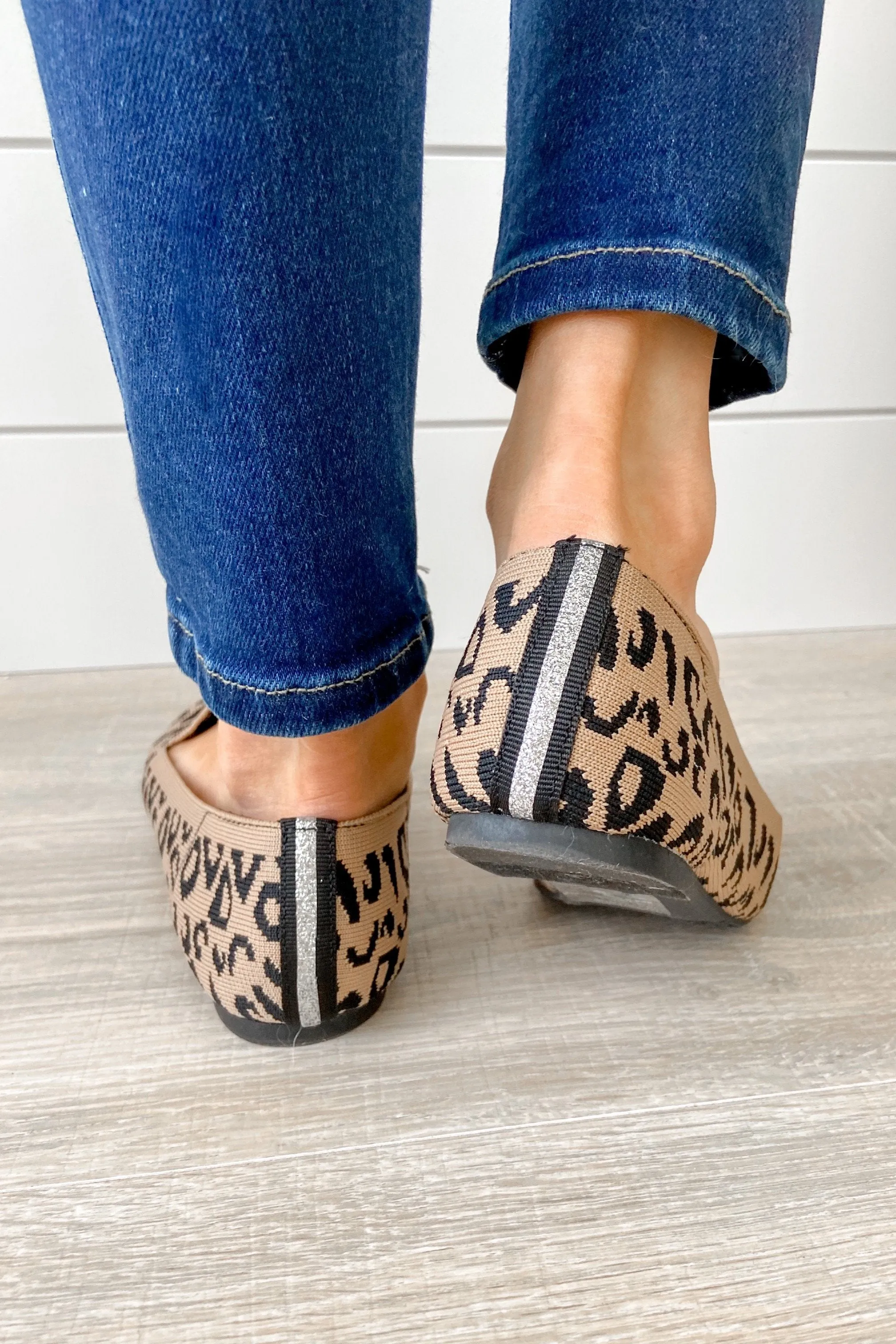 JellyPop Marrianne Flats- Leopard Knitted