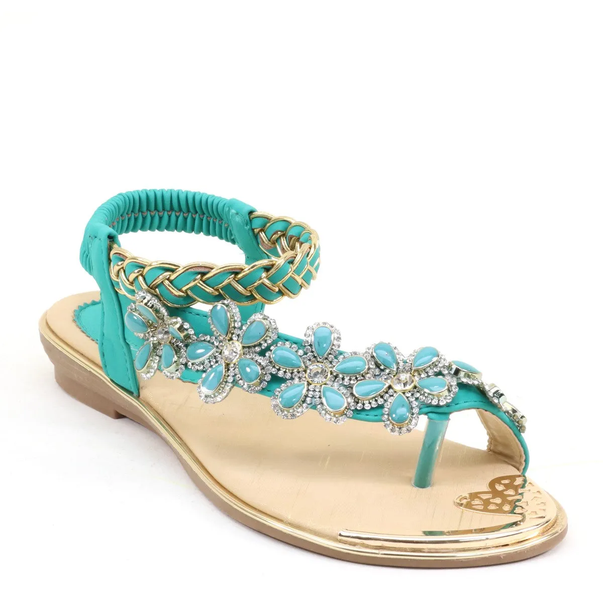 Jessie - Embellished Gold Lining Sandal