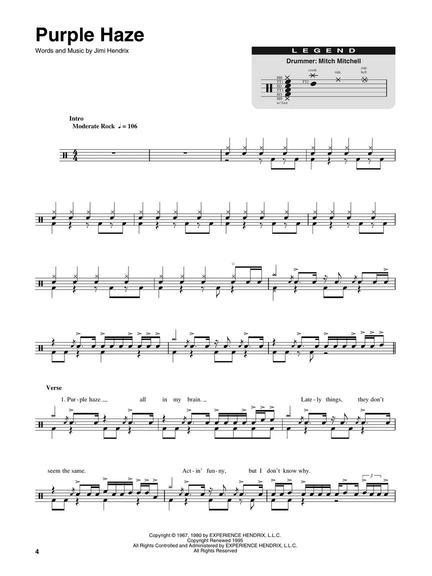 Jimi Hendrix Experience - Smash Hits,  Drum Play-Along Volume 11