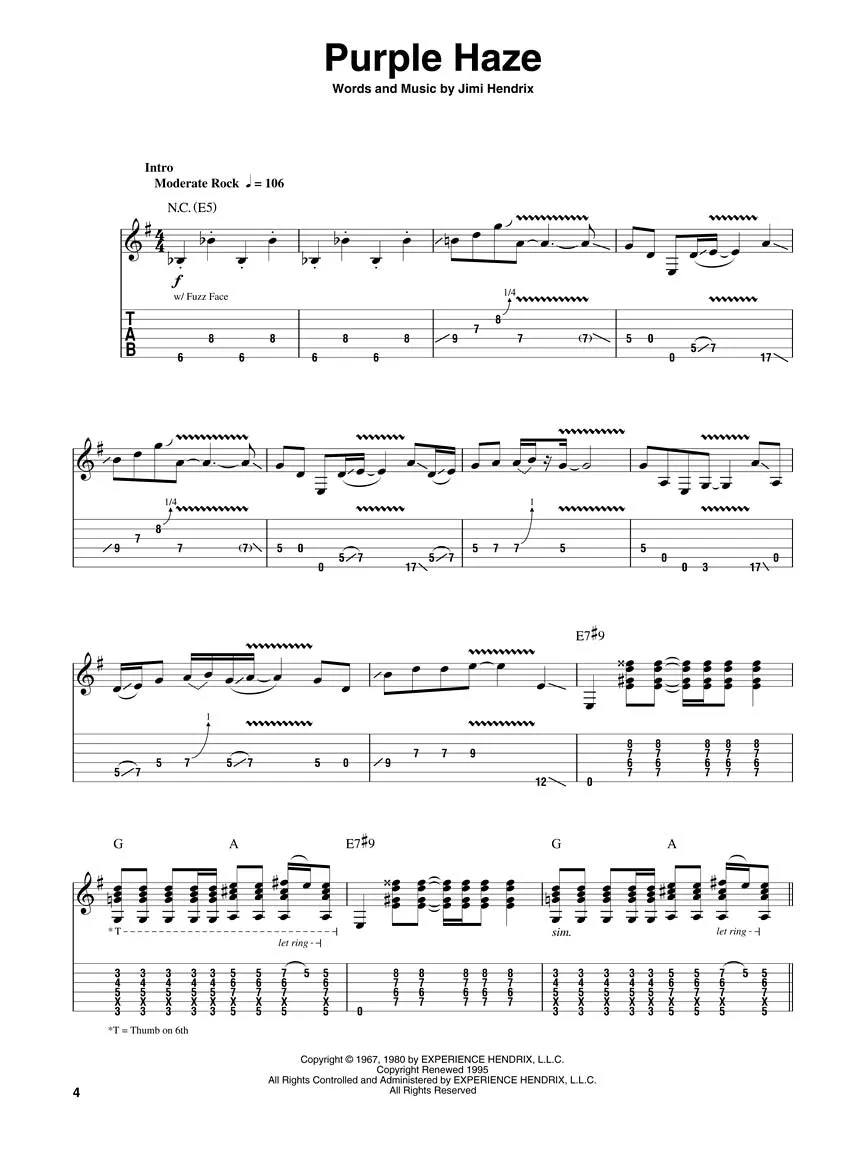 Jimi Hendrix Experience - Smash Hits Guitar Play-Along