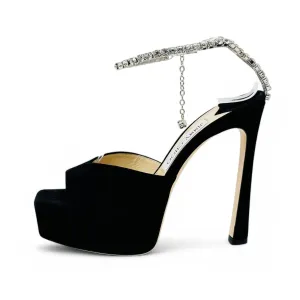 Jimmy Choo Black Saeda Sandals 36