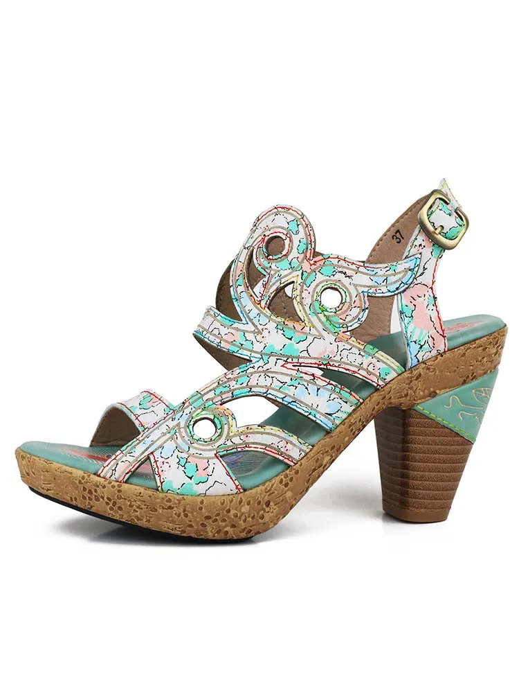 Julissa Genuine Leather Hand-painted Sandals