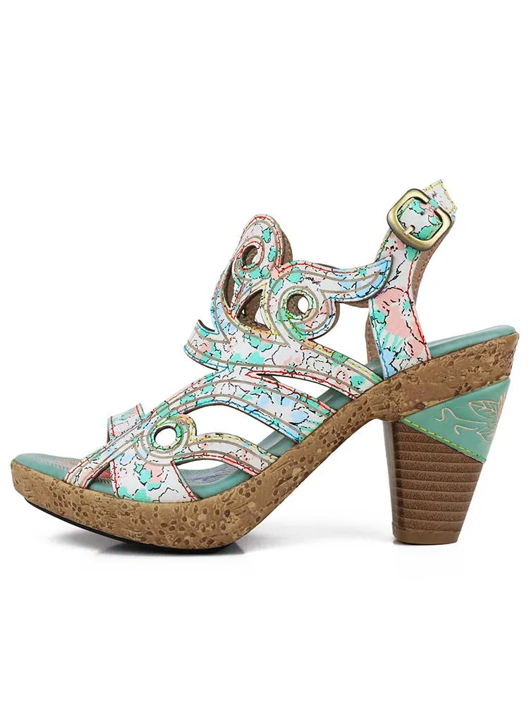 Julissa Genuine Leather Hand-painted Sandals