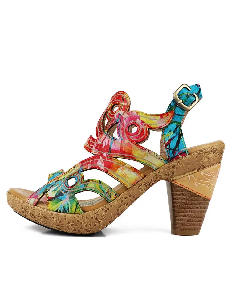 Julissa Genuine Leather Hand-painted Sandals