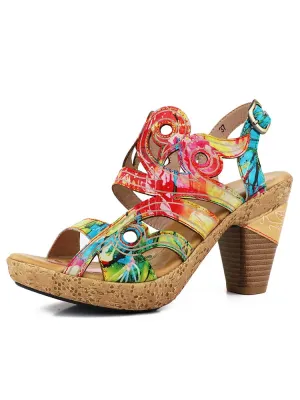 Julissa Genuine Leather Hand-painted Sandals
