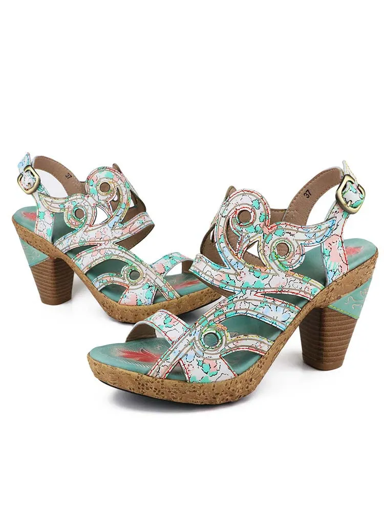 Julissa Genuine Leather Hand-painted Sandals