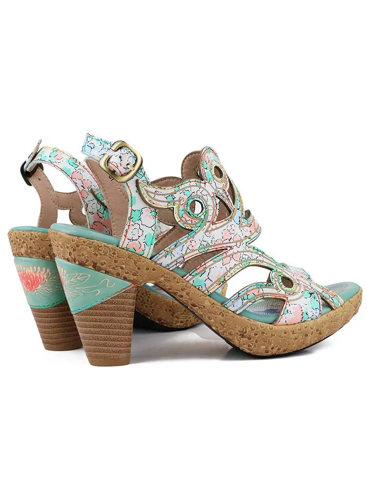 Julissa Genuine Leather Hand-painted Sandals