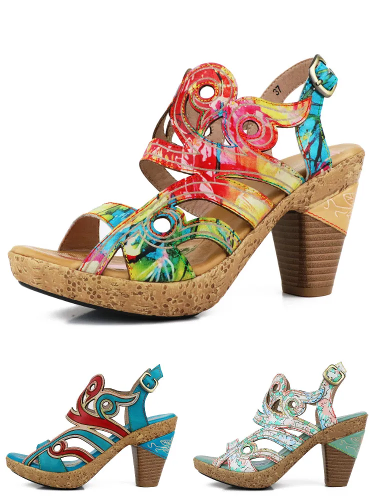 Julissa Genuine Leather Hand-painted Sandals