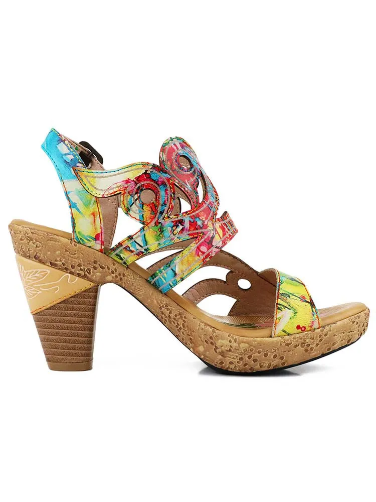 Julissa Genuine Leather Hand-painted Sandals
