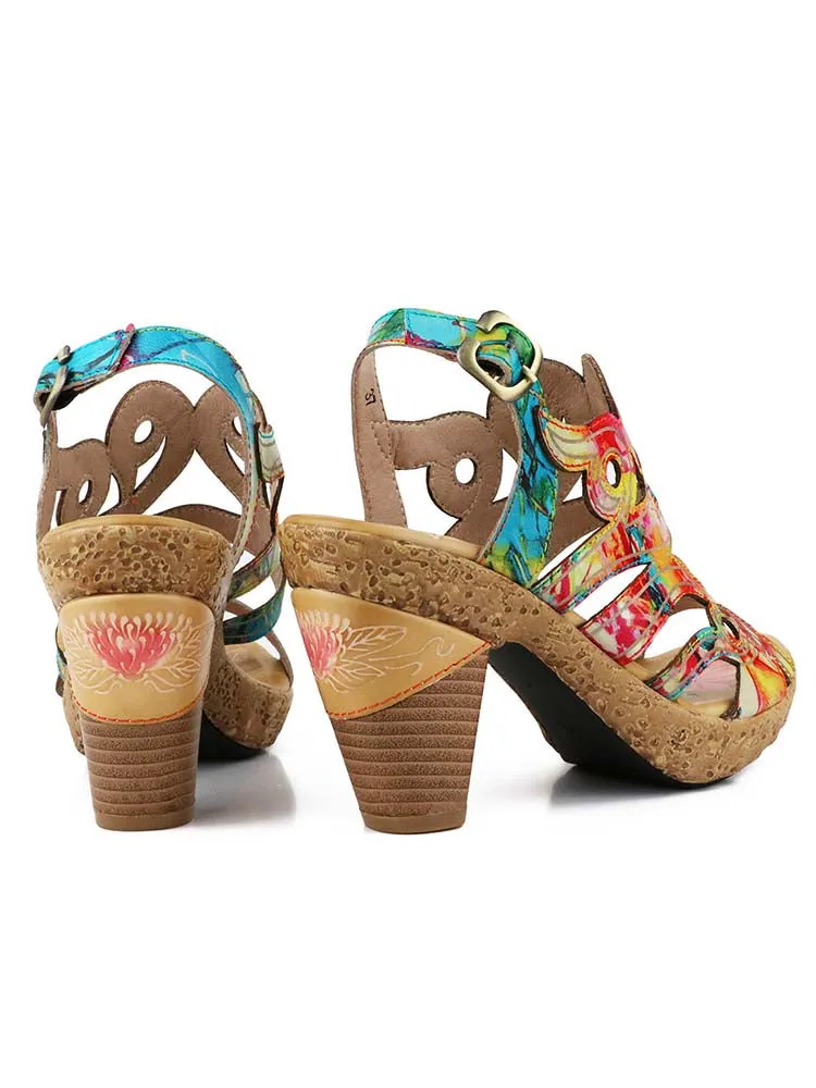 Julissa Genuine Leather Hand-painted Sandals
