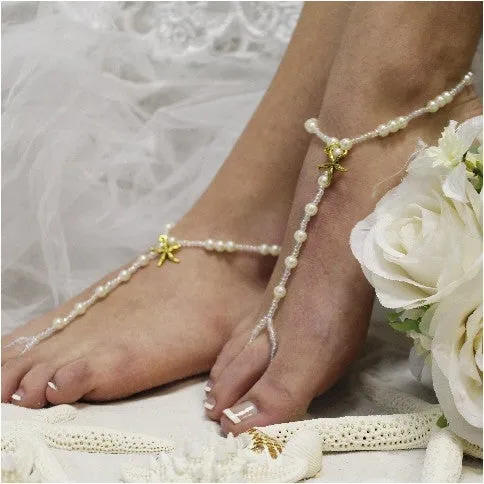 KEY WEST wedding starfish  barefoot sandals - gold