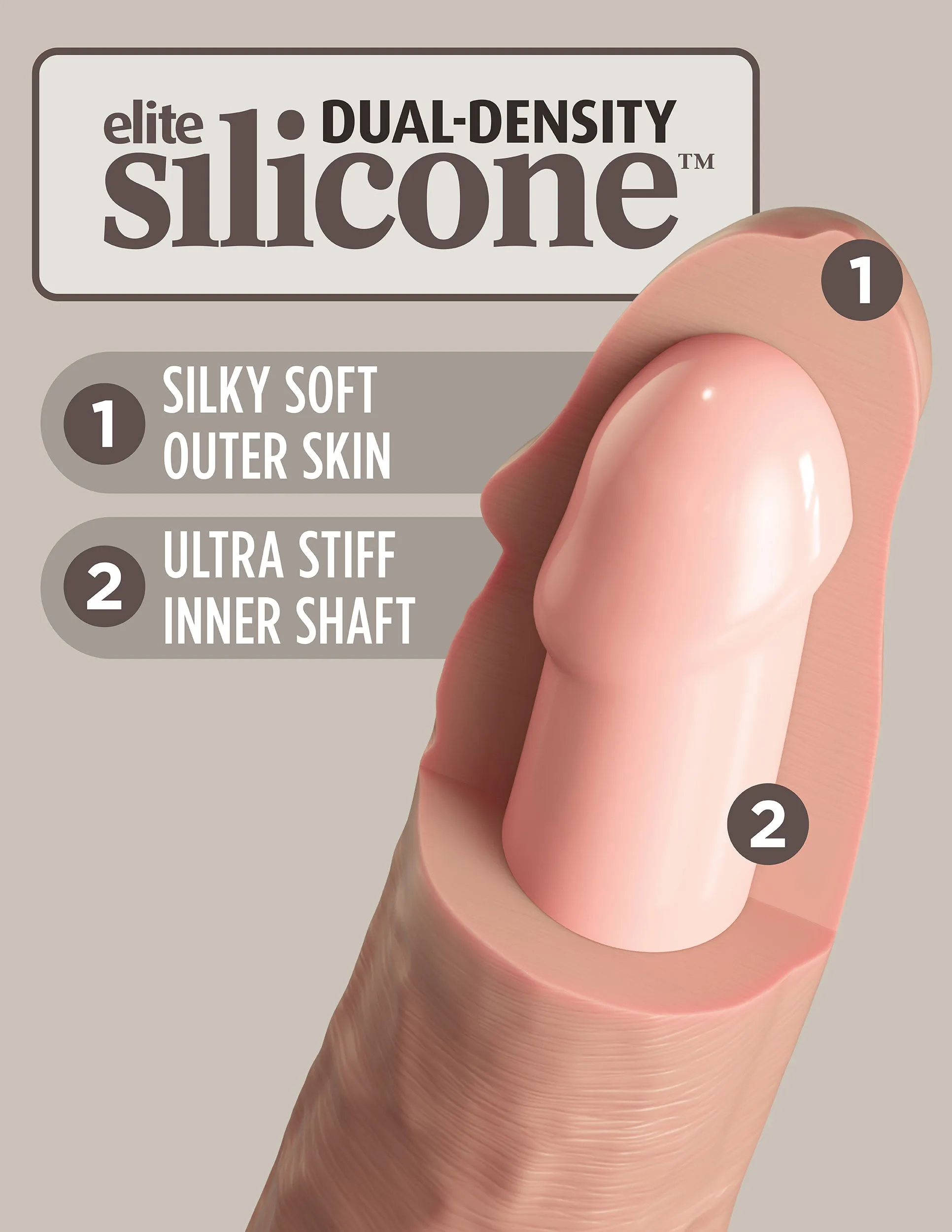 King Cock Elite 10 Inch Dual Density Silicone Cock - Light