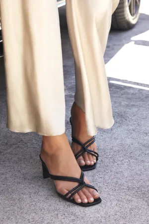 Kora Twisted Strap Heel in Black