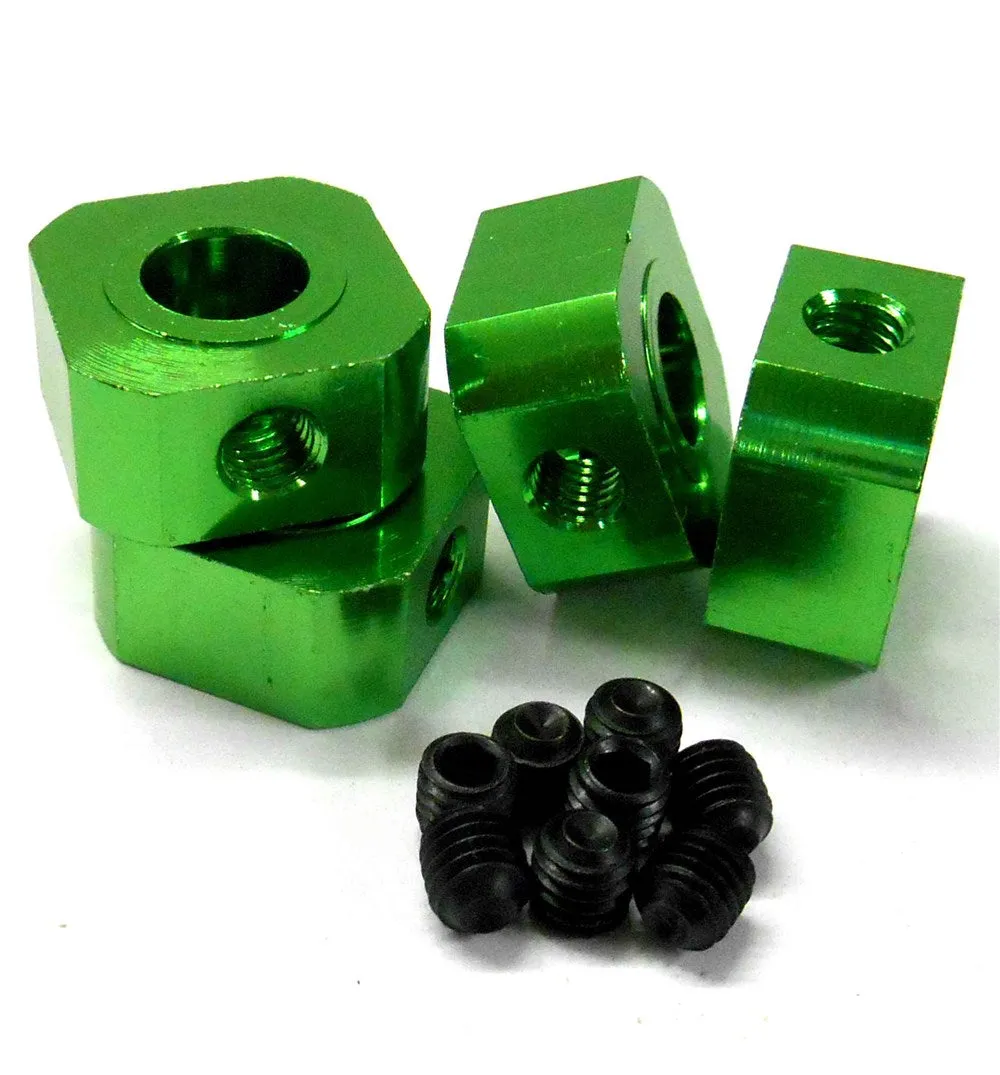 L11494GR 1/5 Scale 17mm x 9.5mm Drive Square Wheel Hub Aluminium Alloy Green x4
