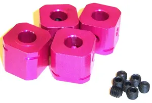 L157 1/5 Scale 17mm Drive Square Wheel Hub Aluminium Alloy Pink x 4