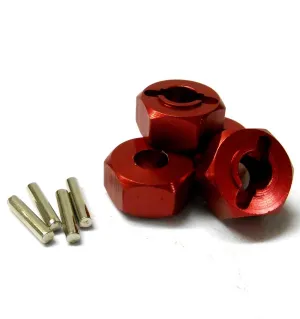 L9810 1/10 Scale Aluminium Alloy Pin Drive Wheel Hex Hub 12mm Red x 4 6mm Wide