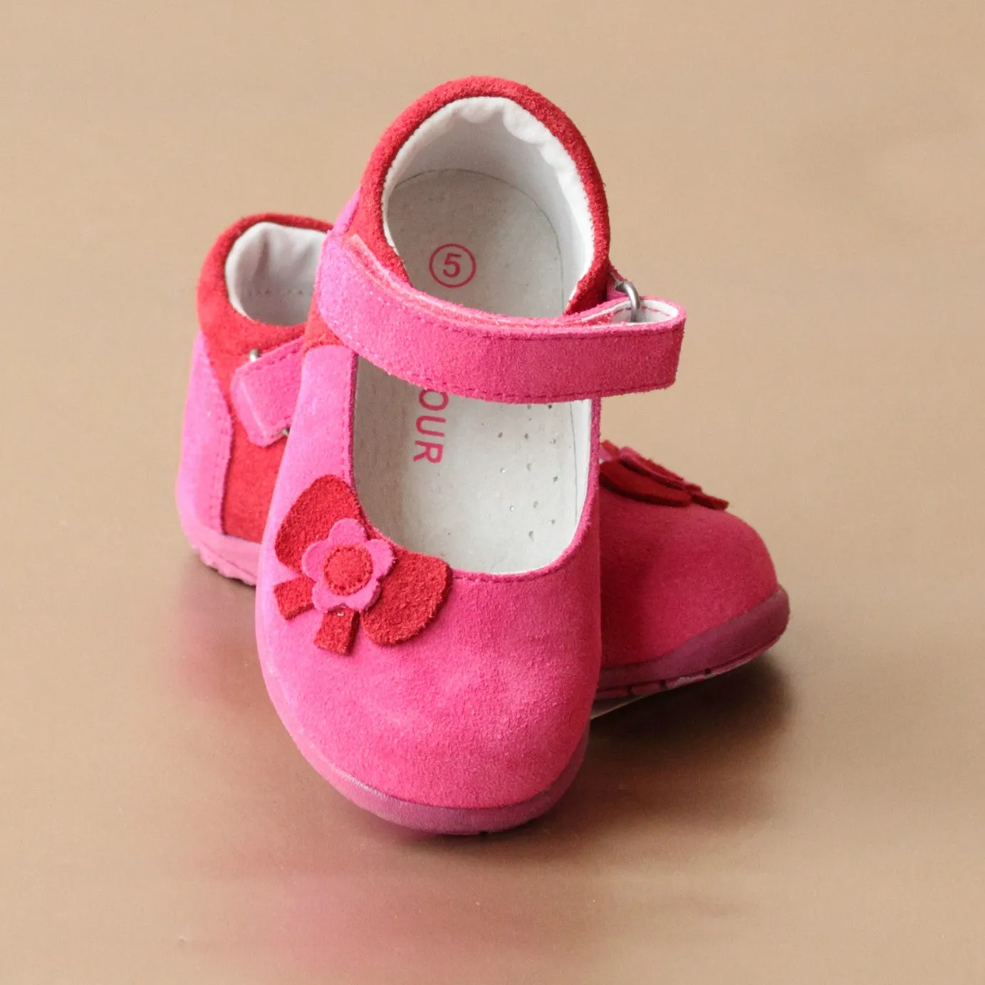 L'Amour Girls Nubuck Bow Mary Jane