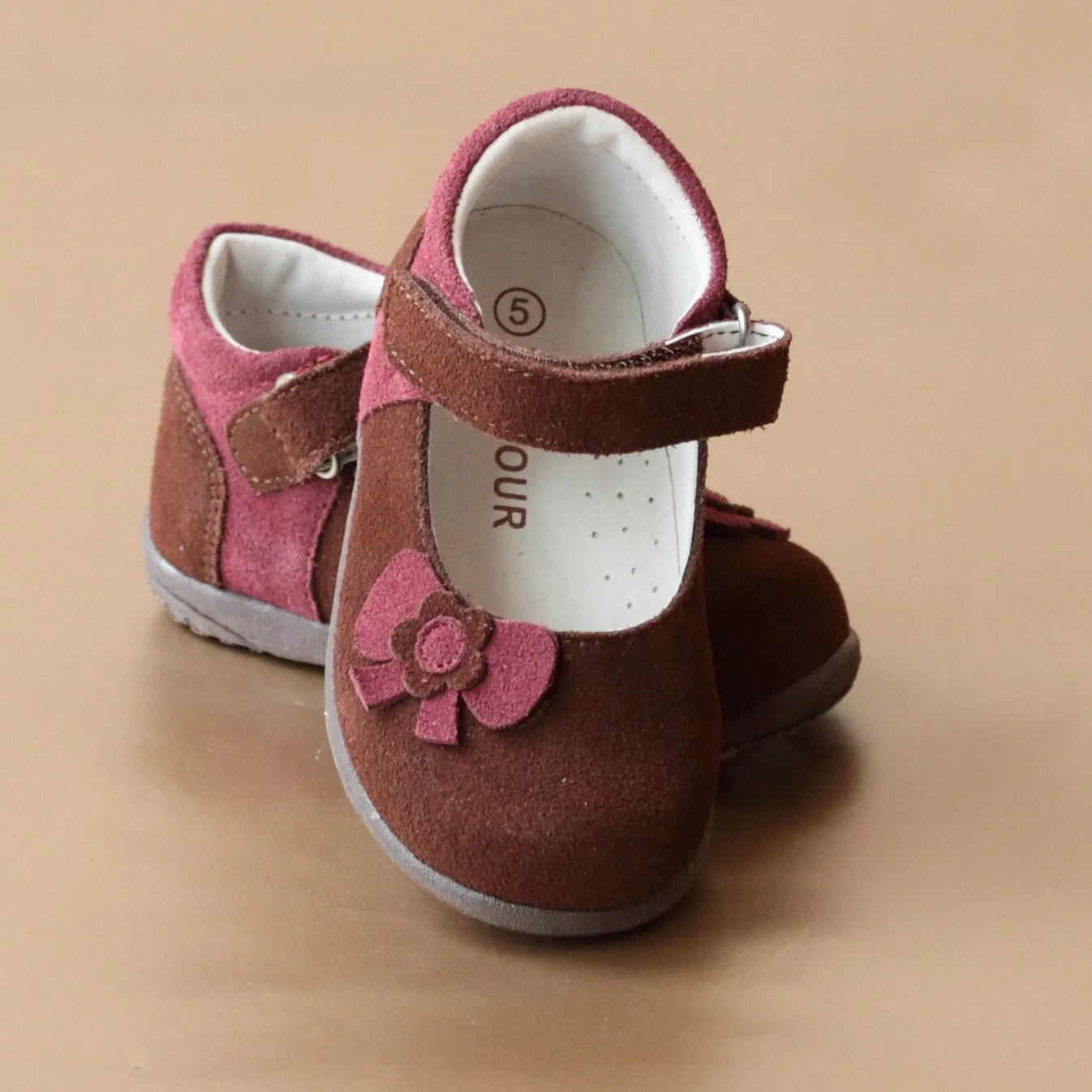 L'Amour Girls Nubuck Bow Mary Jane