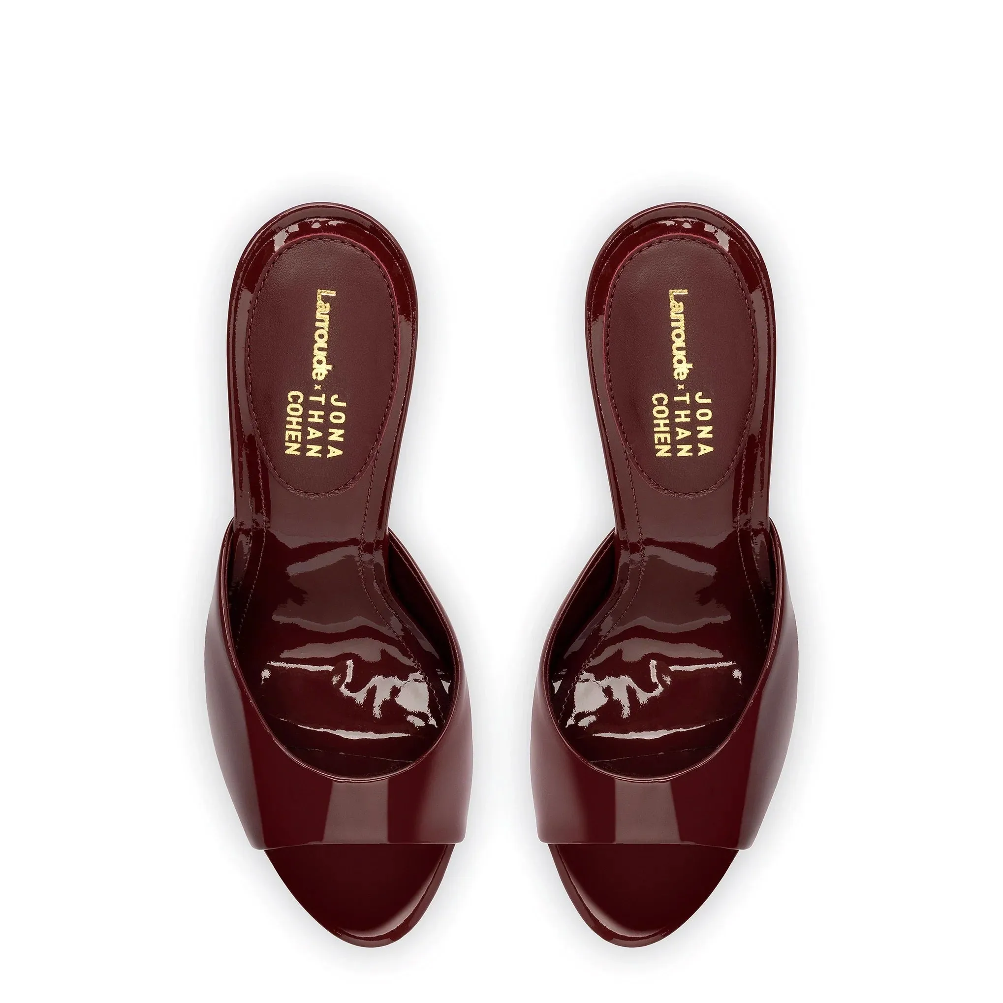 Larroude x Jonathan Cohen Mule In Burgundy Patent Leather