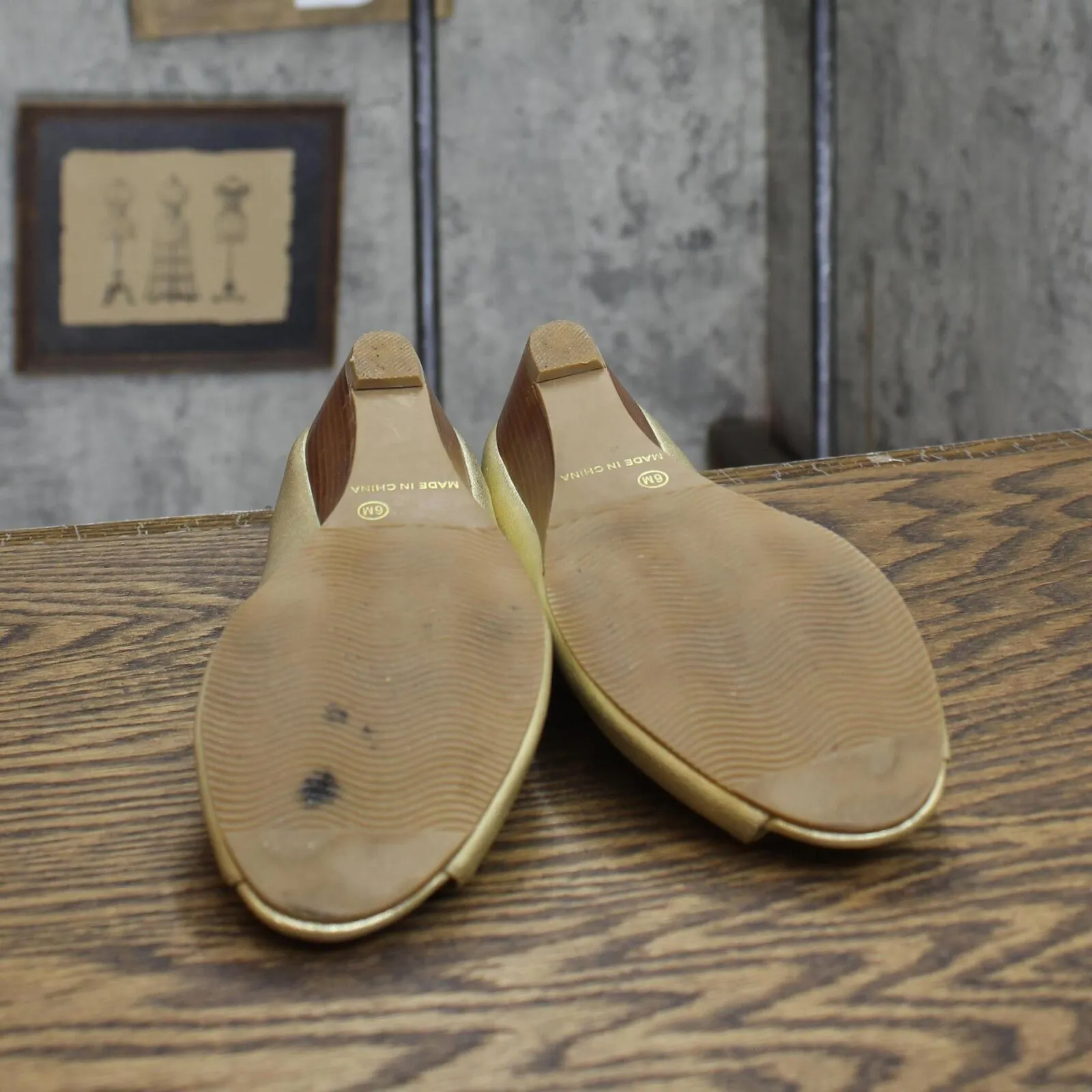Laura Ashley Womens Vintage Open Toe Wedge Heels 1673ec74573228 Gold Yellow 6M