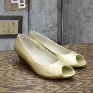 Laura Ashley Womens Vintage Open Toe Wedge Heels 1673ec74573228 Gold Yellow 6M