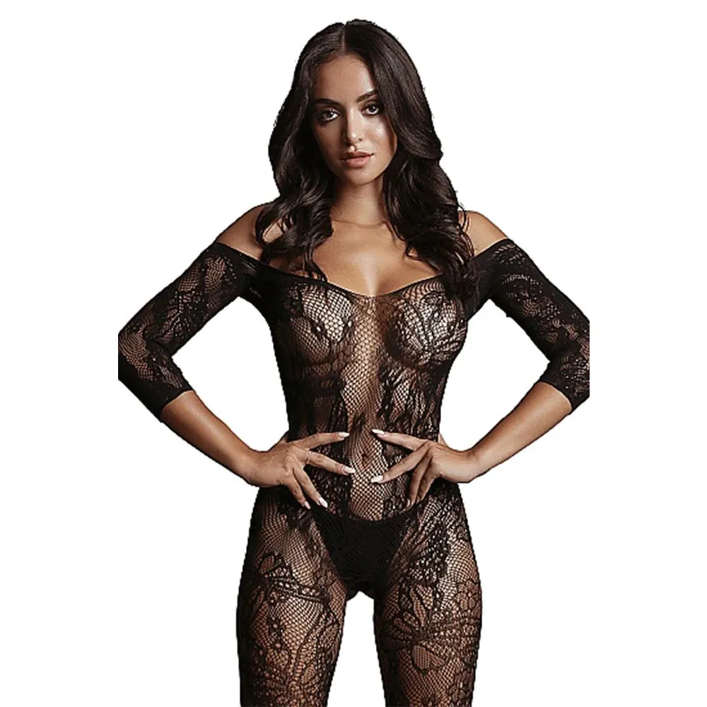 Le Désir Black Lace Sleeved Bodystocking