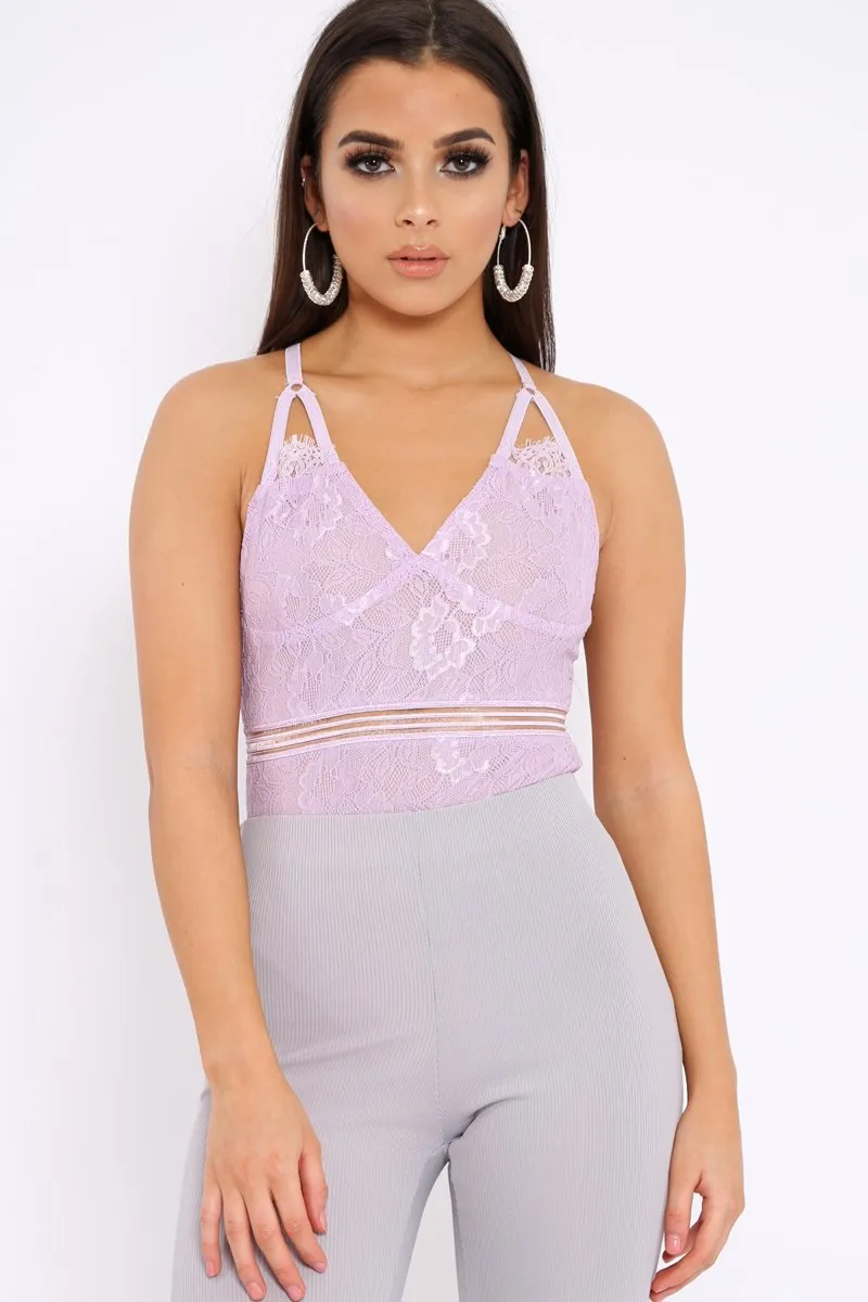 Lilac Lace Open Back Bodysuit - Naomie