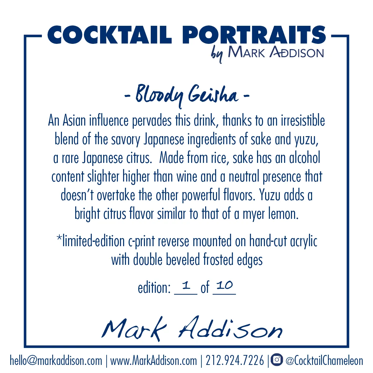 Limited Edition Cocktail Portrait: Bloody Geisha
