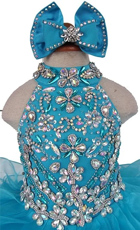 Little Princess/Baby/ Child Glitz Cupcake Pageant Dress with Hair Bow
