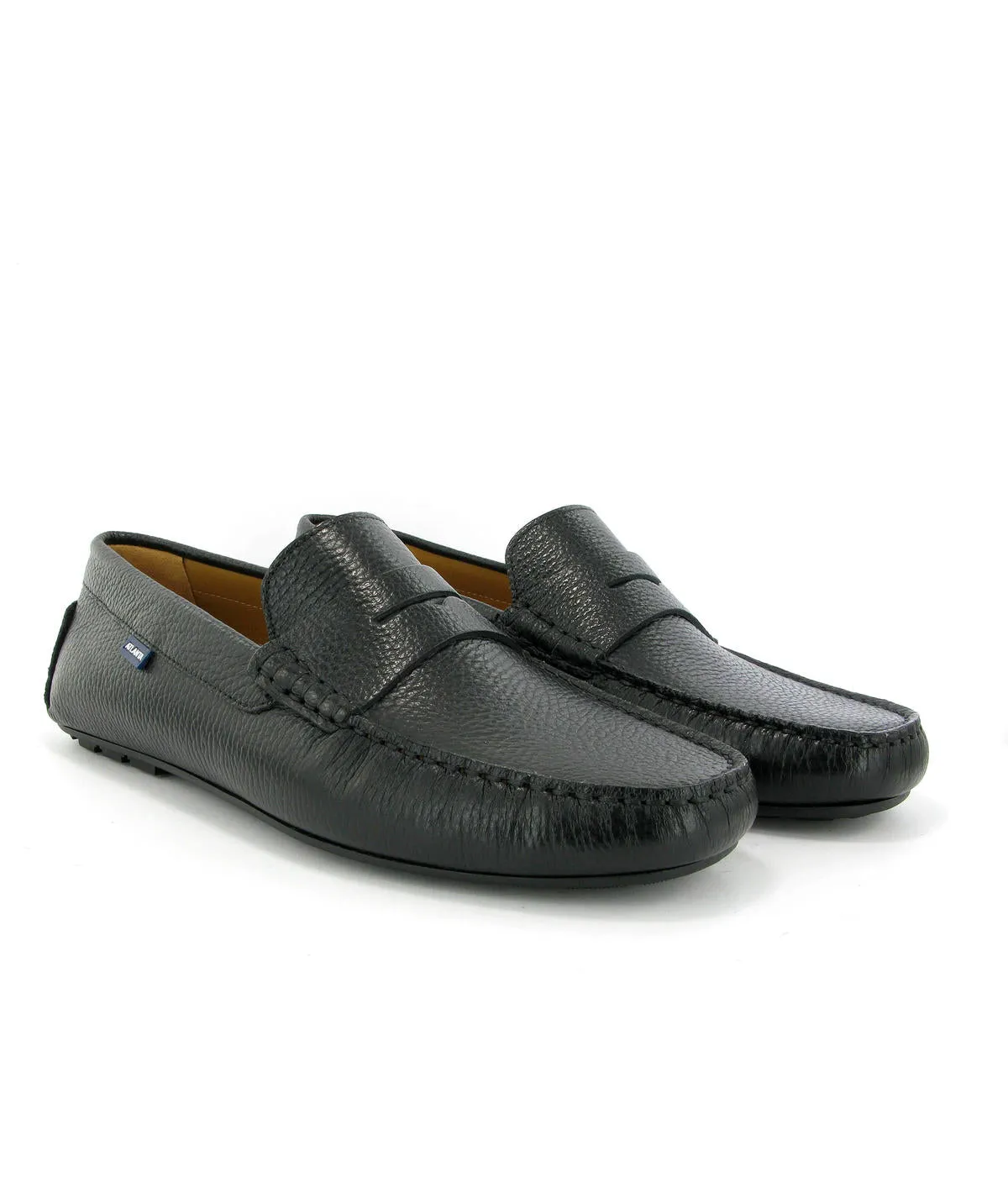 Loafers City - pele gravada preta