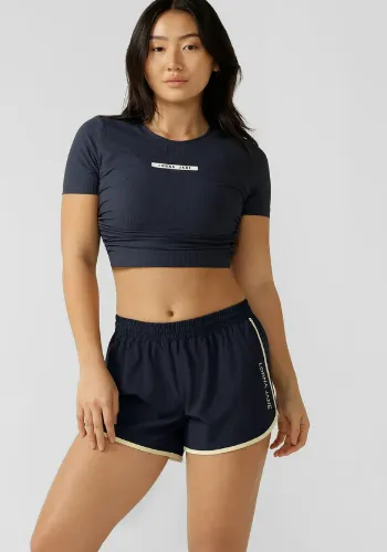 Lorna Jane Contrast Lotus Sport Short - Platinum Navy