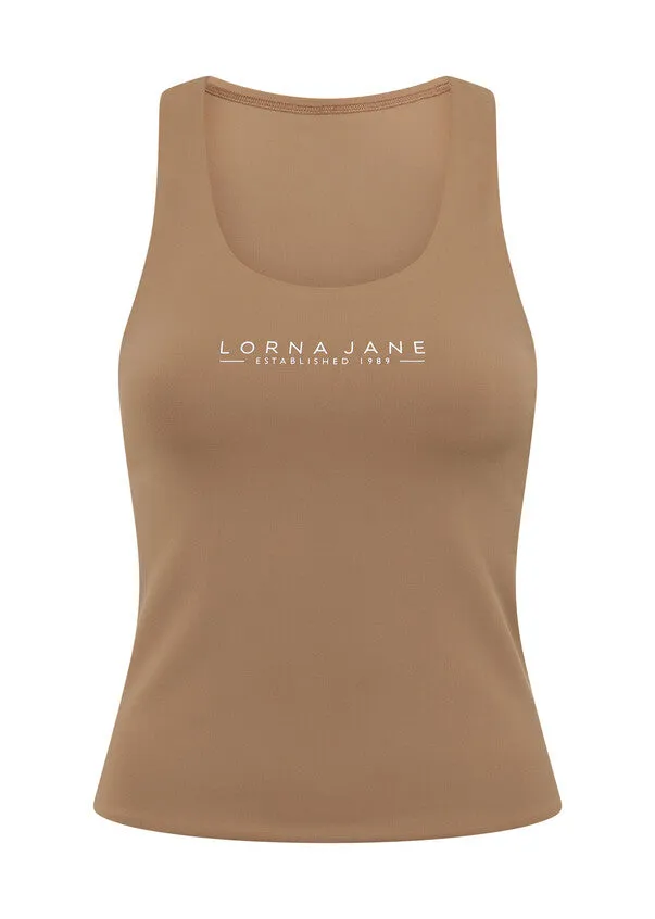 Lorna Jane Elevate Active Longline Recycled Tank - Walnut