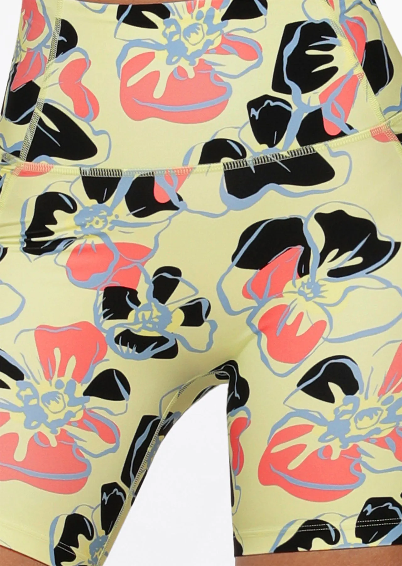 Lorna Jane Hibiscus Hi-Fold No Rise Bike Short - Hibiscus Print