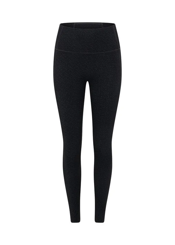 Lorna Jane Refine No Ride Ankle Biter Leggings - Black Monogram Print