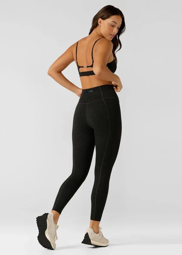 Lorna Jane Refine No Ride Ankle Biter Leggings - Black Monogram Print