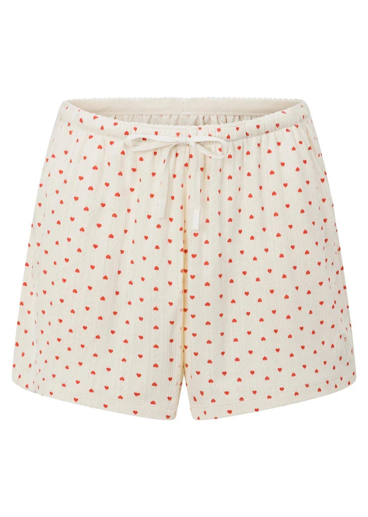 Lorna Jane With Love Lounge Shorts - Mini Heart Print Cream