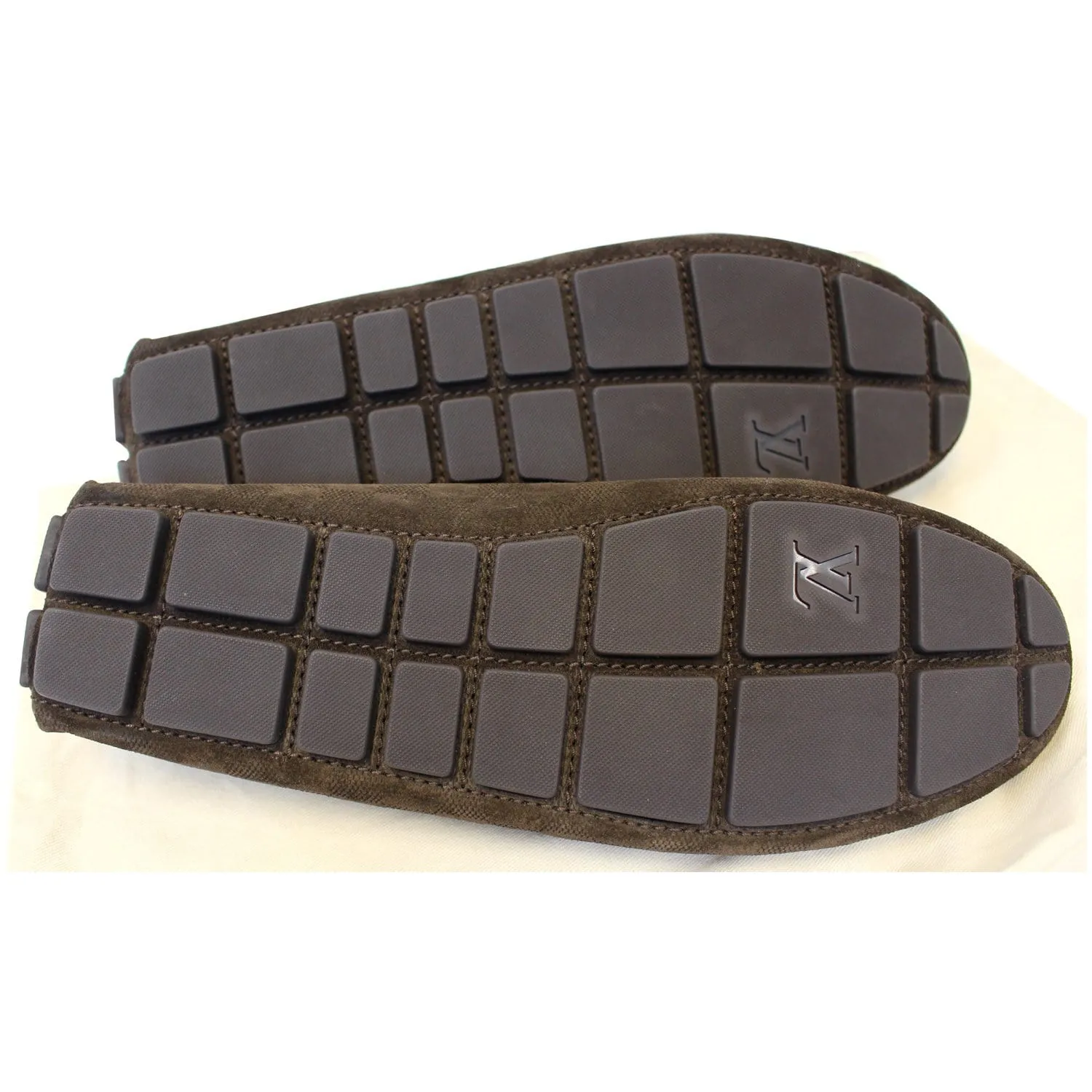 LOUIS VUITTON Embossed Suede Leather Moccasin Dark Brown Size 12 - 20% OFF