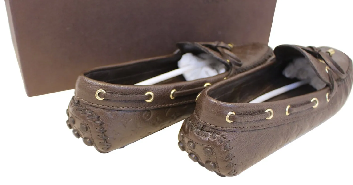 LOUIS VUITTON Gloria Flat Loafers Monogram Embossed Size 37