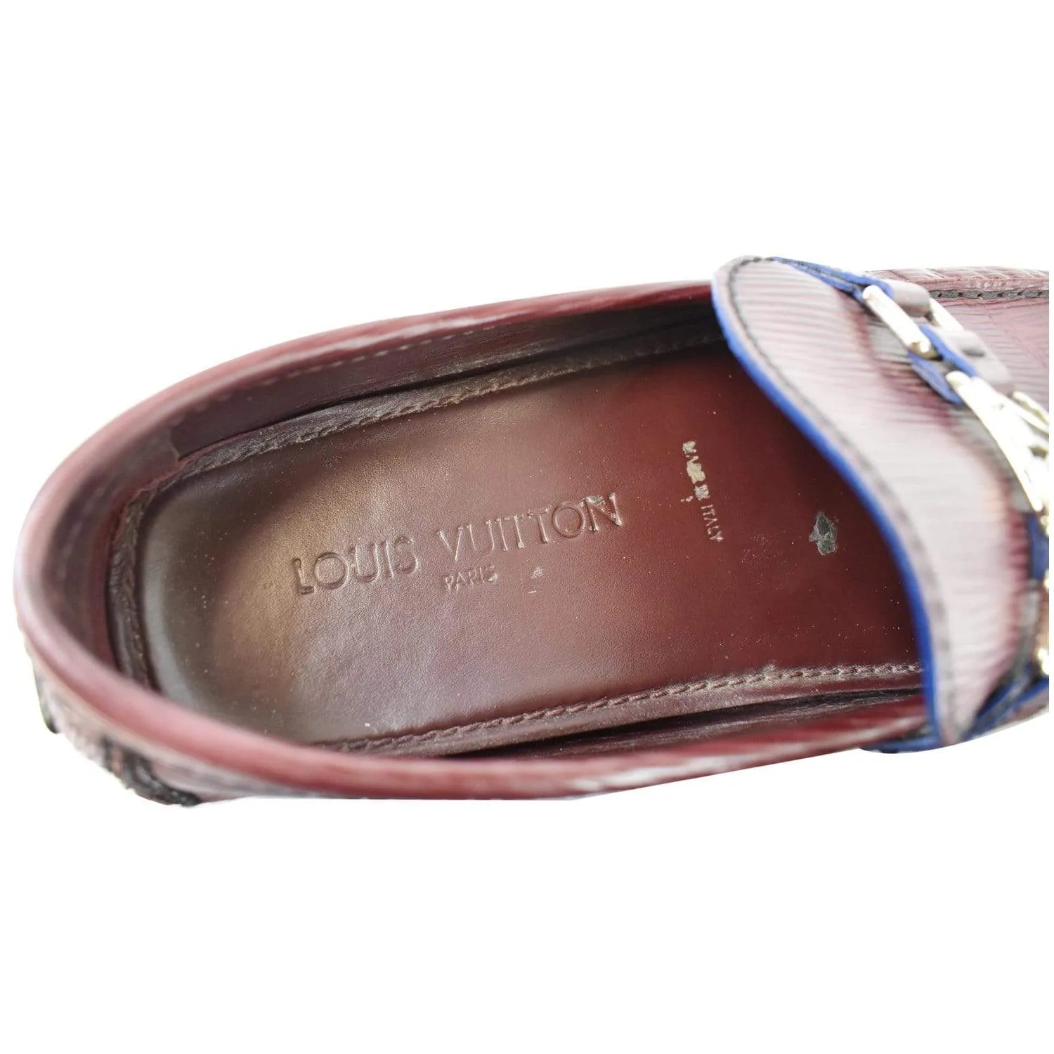 LOUIS VUITTON Hockenheim Moccasin Leather Loafers Burgundy US 10 - 15% OFF