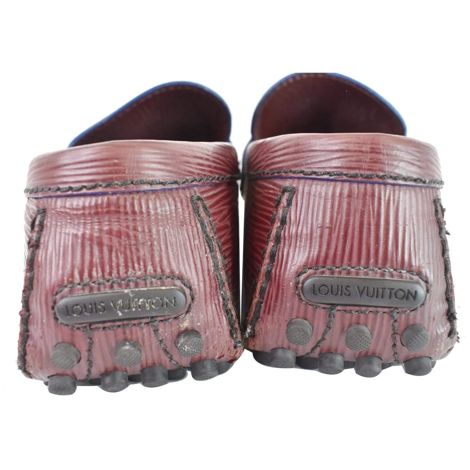 LOUIS VUITTON Hockenheim Moccasin Leather Loafers Burgundy US 10 - 15% OFF