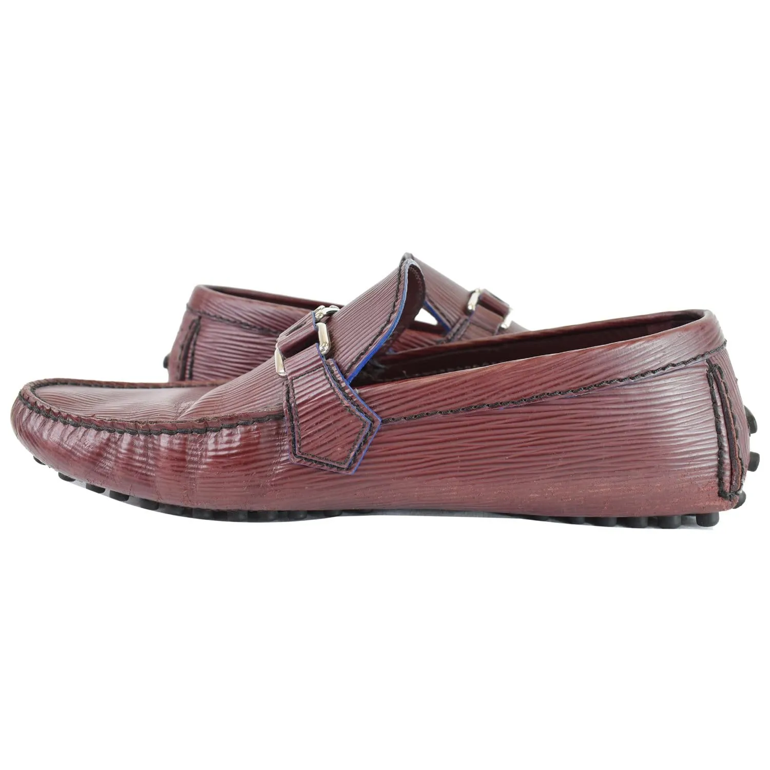 LOUIS VUITTON Hockenheim Moccasin Leather Loafers Burgundy US 10 - 15% OFF