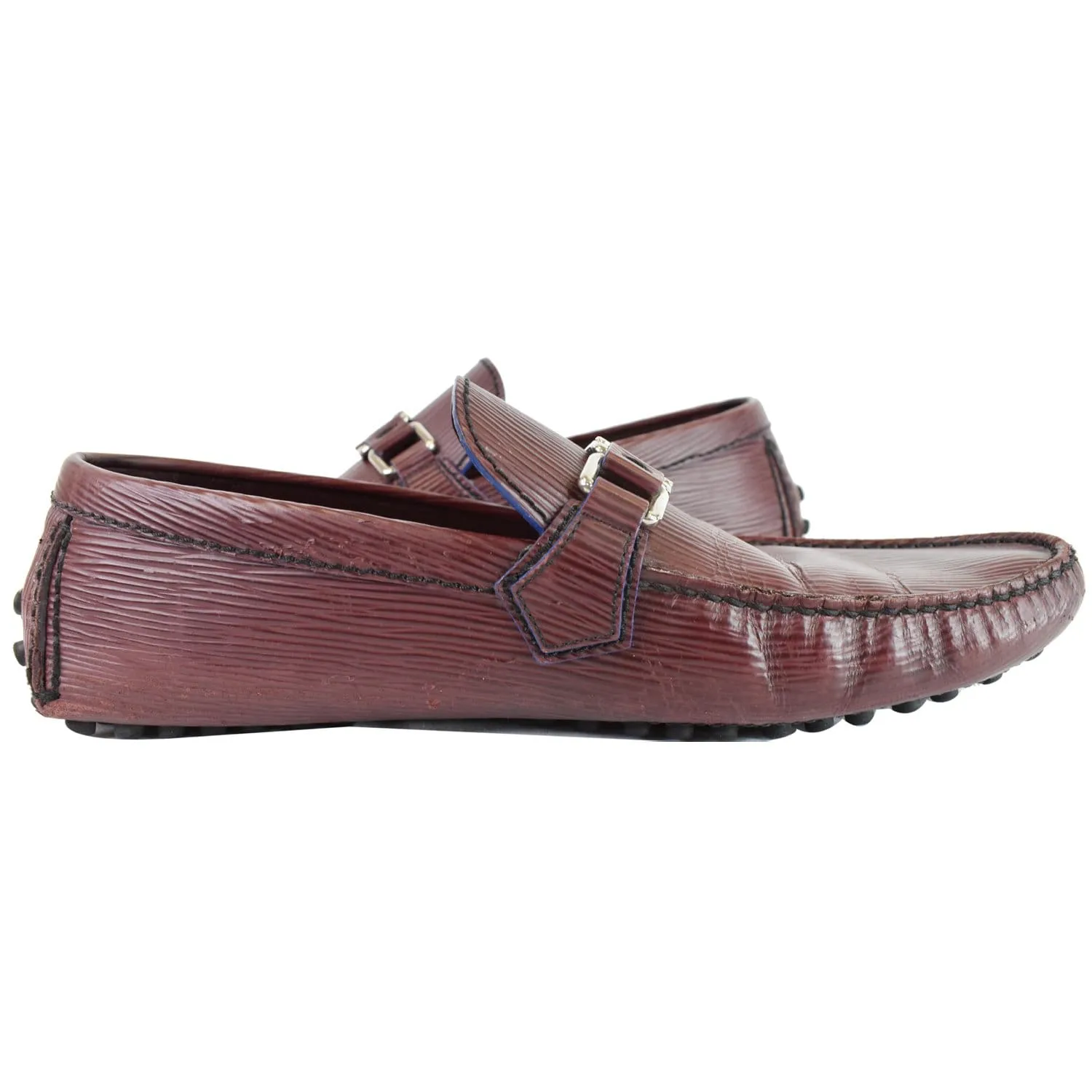 LOUIS VUITTON Hockenheim Moccasin Leather Loafers Burgundy US 10 - 15% OFF