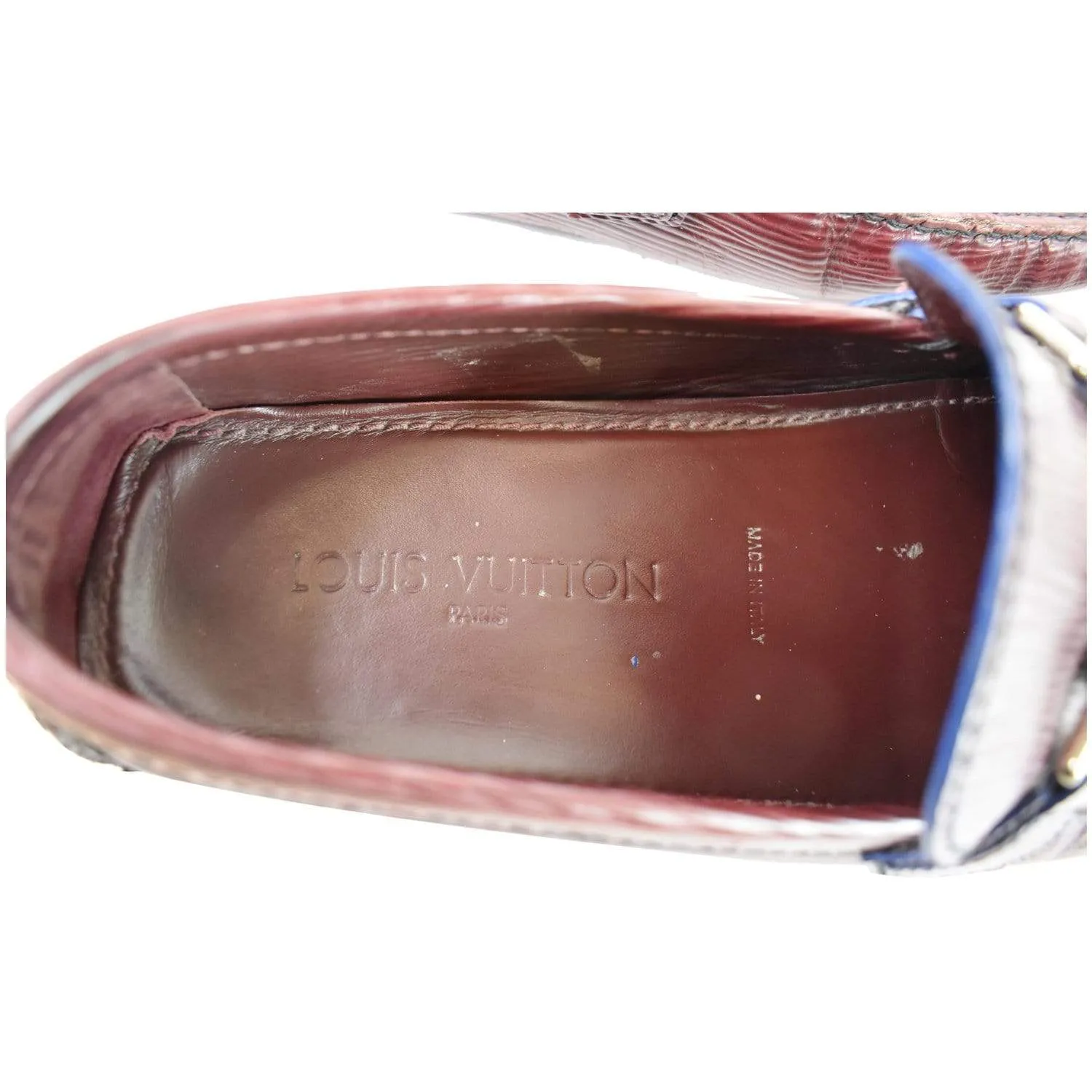 LOUIS VUITTON Hockenheim Moccasin Leather Loafers Burgundy US 10 - 15% OFF