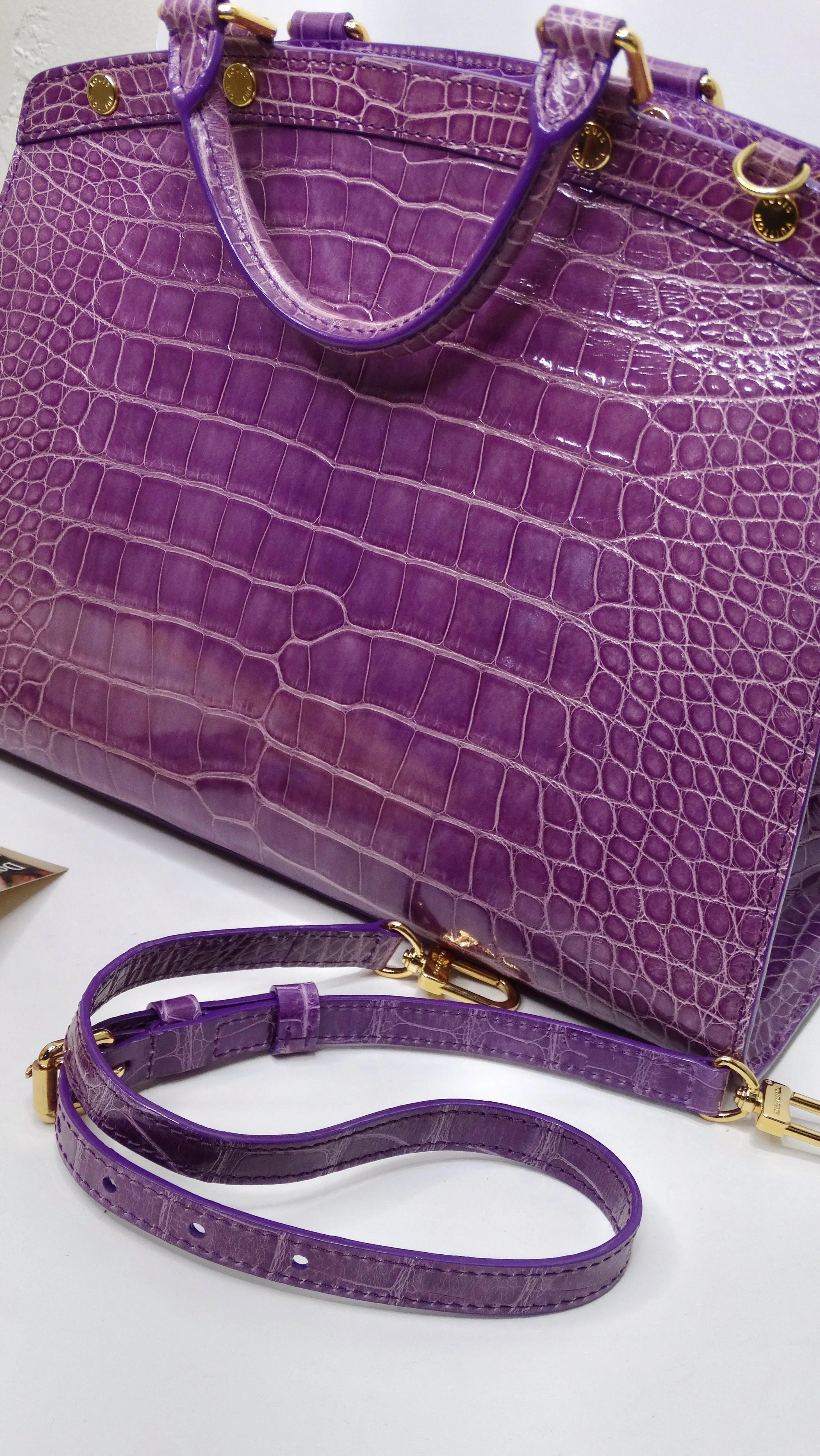 Louis Vuitton Purple Exotic Crocodile Brea Handbag