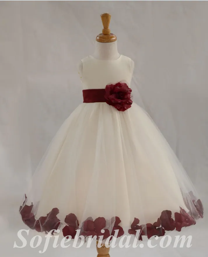 Lovely Tulle Spaghettti Straps A-Line Flower Girl Dresses With Bow-Knot, FGS0035