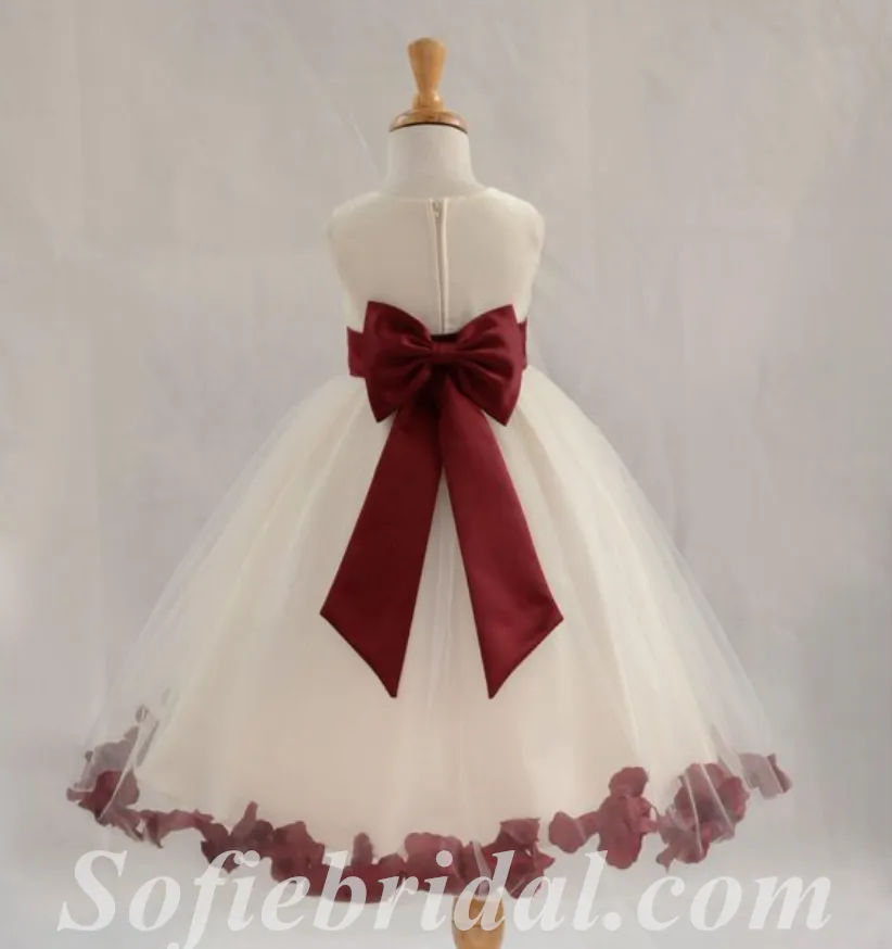 Lovely Tulle Spaghettti Straps A-Line Flower Girl Dresses With Bow-Knot, FGS0035