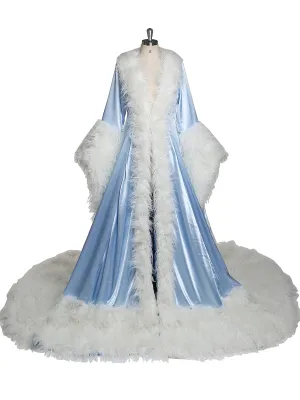 Luxury Fur Collars Christmas Classic Fashion Long Evening Dress New Years Even Robes Wedding Cape Fancy Photography Robe YW243135